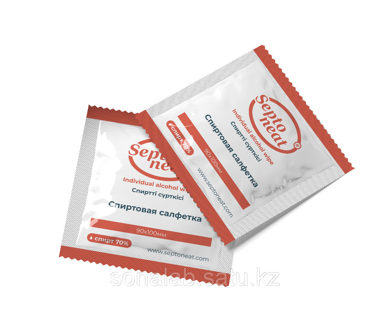 Спиртовые салфетки Septoneat в индивидуальной упаковке, 1 упаковка - 1000 шт