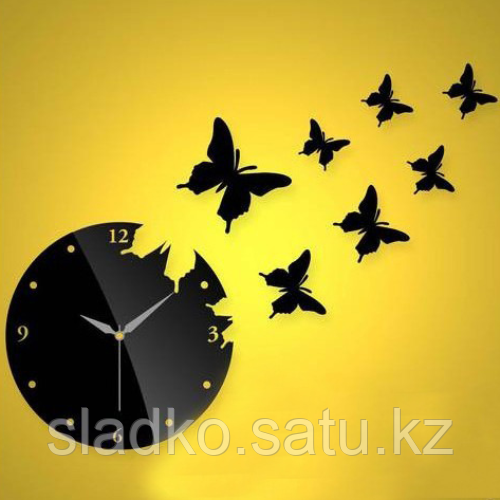 Часы зеркальных настенные бабочки - фото 1 - id-p8294302