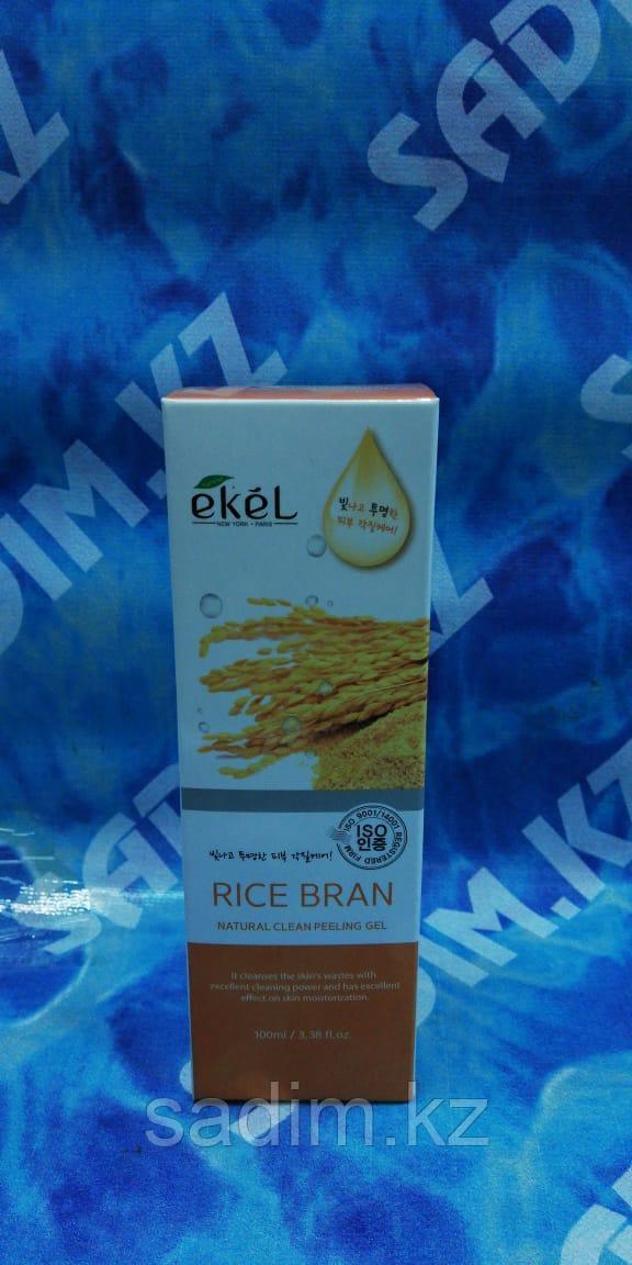 Ekel Rice Bran Natural Clean Peeling Gel, 100мл - Пилинг-гель (скатка) для лица с экстрактом коричневго риса