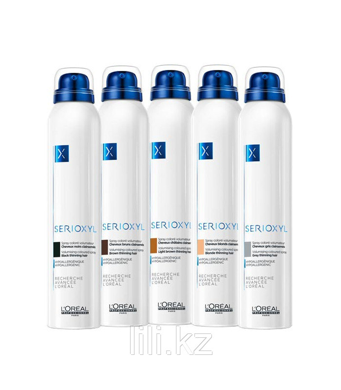 Спрей-камуфляж цветной для истонченных волос (оттенок черный) L'Oreal Professionnel SERIOXYL 200 мл.