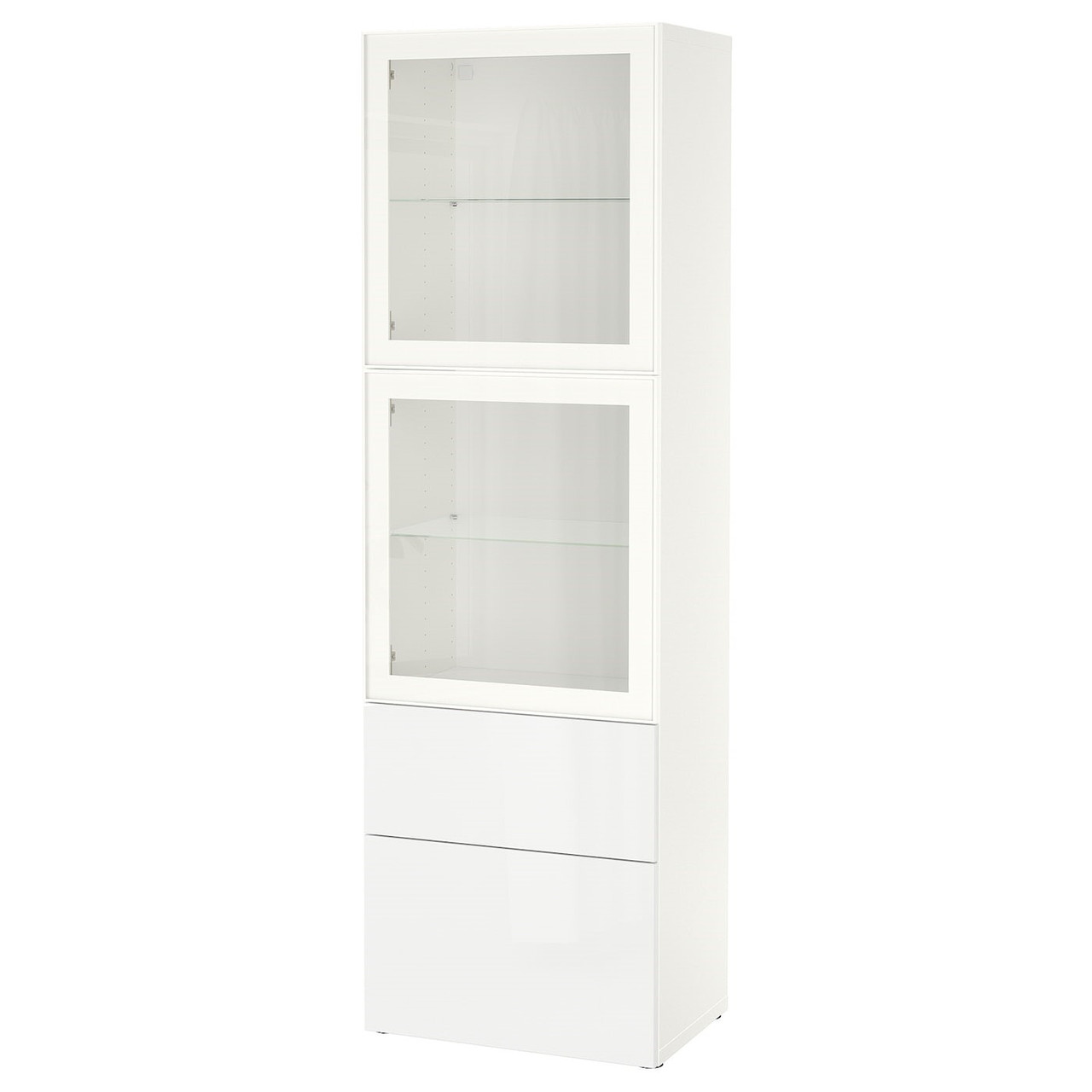 Шкаф-витрина БЕСТО глянцевый/белый прозрачное стекло 60x42x193 см ИКЕА, IKEA
