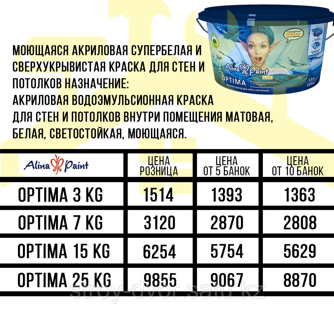 Alina Paint OPTIMA Водоэмульсия 15 кг - фото 2 - id-p79604765