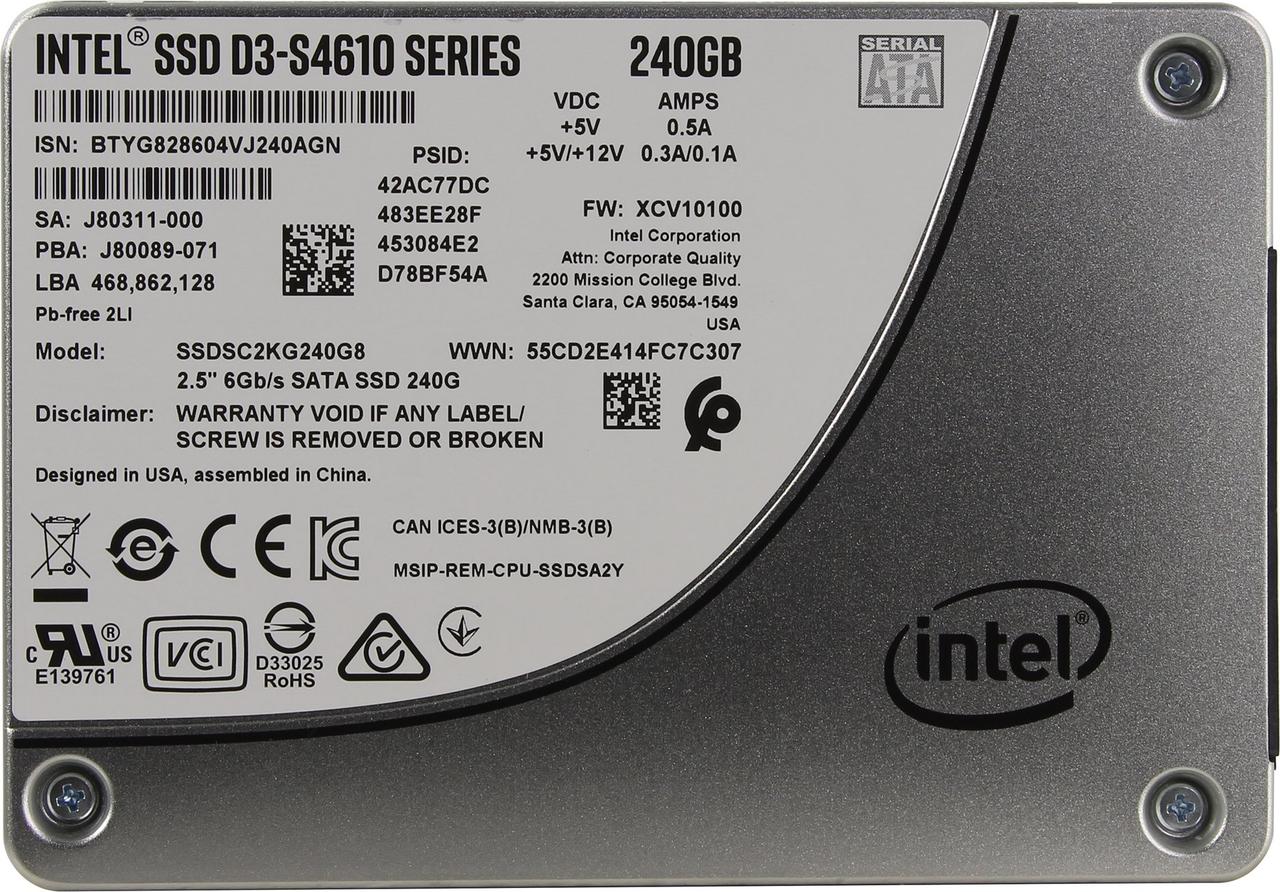 Накопитель Intel SSD D3-S4610 Series 240GB 2.5 Generic Single Pack