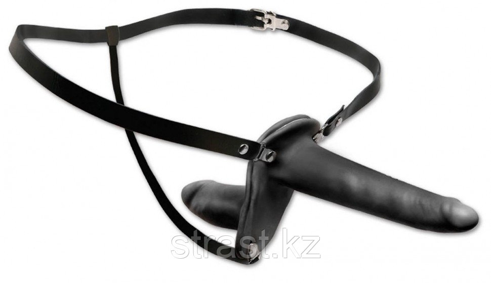 Двойной страпон с вибрацией "Double Strap Black Silicone"