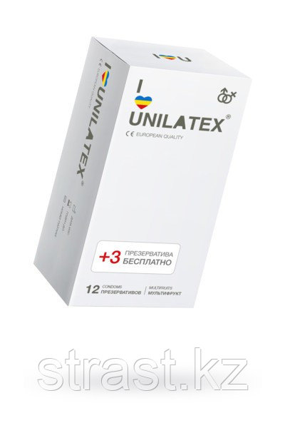 ПРЕЗЕРВАТИВЫ UNILATEX MULTIFRUTIS №12+3 АРОМАТИЗИРОВАННЫЕ ,ЦВЕТНЫЕ (цена за 1 штуку)