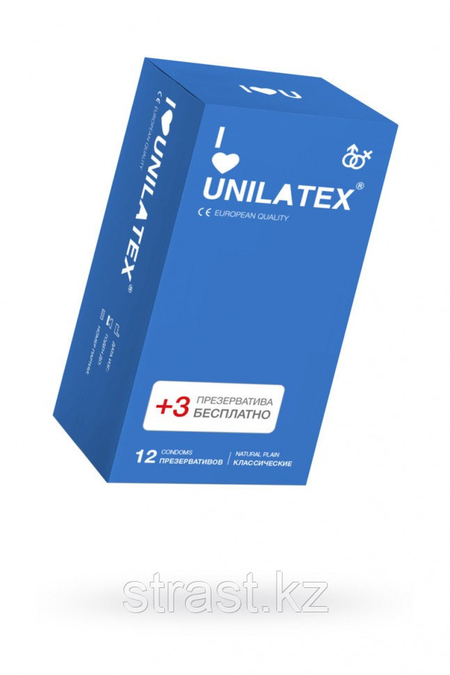 ПРЕЗЕРВАТИВЫ UNILATEX NATURAL PLAIN №12+3 ГЛАДКИЕ КЛАССИЧЕСКИЕ (цена за 1 штуку)