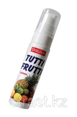 СЪЕДОБНАЯ ГЕЛЬ-СМАЗКА TUTTI-FRUTTI ДЛЯ ОРАЛЬНОГО СЕКСА СО ВКУСОМ ЭКЗОТИЧЕСКИХ ФРУКТОВ 30Г