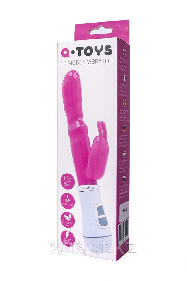 ВИБРАТОР С КЛИТОРАЛЬНЫМ СТИМУЛЯТОРОМ TOYFA A-TOYS , TPE, РОЗОВЫЙ, 20 СМ арт. 761022