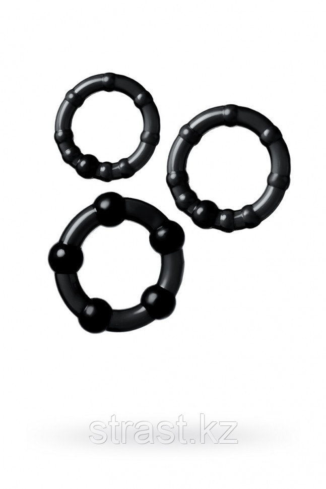 НАБОР КОЛЕЦ TOYFA A-TOYS, TPE, ЧЕРНЫЕ, 3,5/3/2 СМ