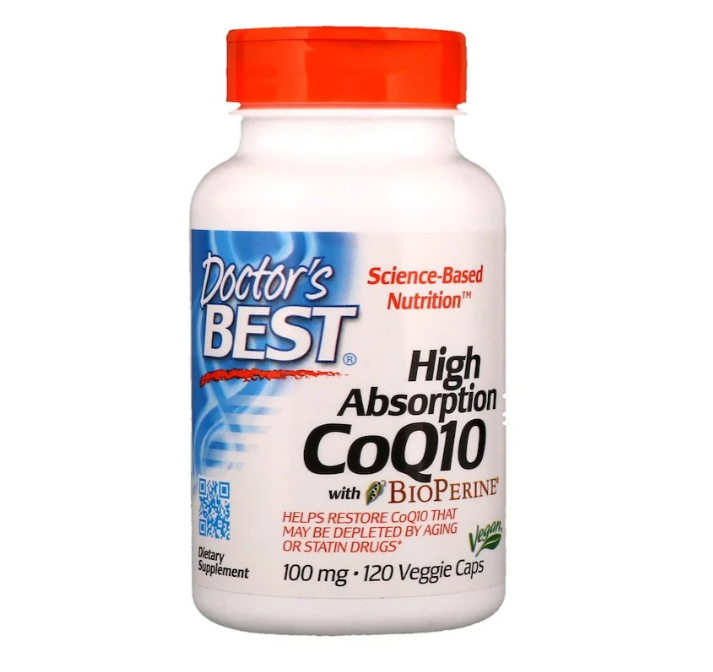 Doctor's Best, Легкоусвояемый CoQ10 с комплексом BioPerine, 100 мг, 120 растительных капсул