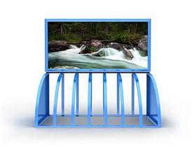 Велопарковка синяя, с баннером для рекламы