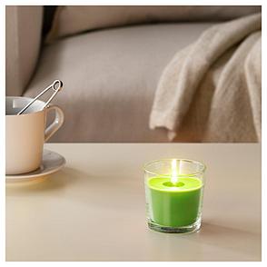 СИНЛИГ Ароматическая свеча в стакане, Яблоко и груша, зеленый, 7.5 см, фото 2