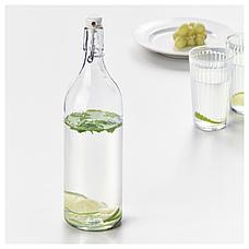 КОРКЕН Бутылка с пробкой, прозрачное стекло, 1 л, фото 2