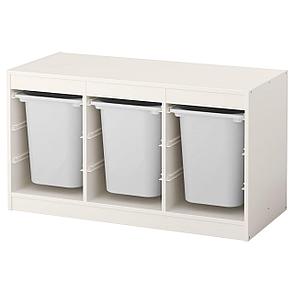 ТРУФАСТ Комбинация д/хранения+контейнеры, белый, белый, 99x44x56 см, фото 2