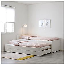 СЛЭКТ Выдвижная кровать с ящиком, белый, 90x200 см, фото 2