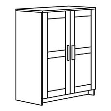 БРИМНЭС Шкаф с дверями, (белый, чёрный) 78x95 см, фото 2