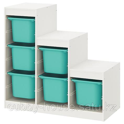 ТРУФАСТ Комбинация д/хранения+контейнеры, белый, 99x44x94 см, фото 2
