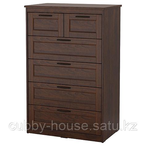 СОНГЕСАНД Комод с 6 ящиками, белый, 82x126 см, фото 2