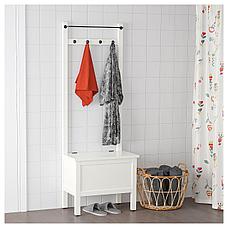 ХЕМНЭС Скамья с ящиком/штанга и 4 крючка, белый, 64x37x173 см, фото 3