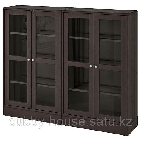 ХАВСТА Комбинация д/хранения+стекл дверц, серый, 162x37x134 см, фото 2