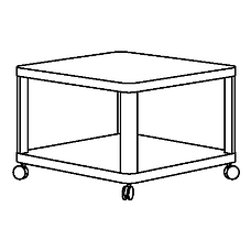ТИНГБИ Стол приставной на колесиках, белый, 64x64 см, фото 2