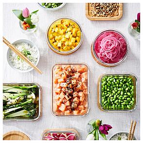 ИКЕА/365+ Контейнер для продуктов с крышкой, прямоугольн формы стекло, стекло бамбук, 1.0 л, фото 2