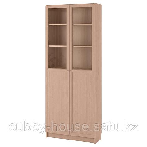 БИЛЛИ Стеллаж/панельные/стеклянные двери, белый, 80x30x202 см, фото 2