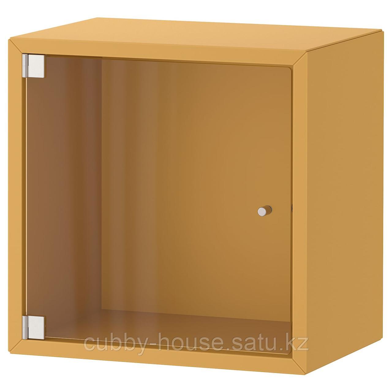 ЭКЕТ Навесной шкаф со стеклянной дверью, темно-серый, 35x25x35 см