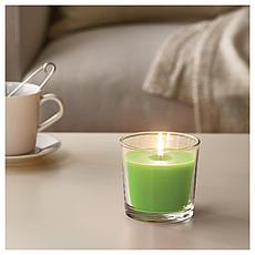 СИНЛИГ Ароматическая свеча в стакане, Яблоко и груша, зеленый, 9 см, фото 2