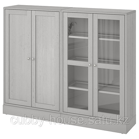 ХАВСТА Комбинация для хранения с сткл двр, темно-коричневый, 162x37x134 см, фото 2