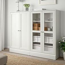 ХАВСТА Комбинация для хранения с сткл двр, темно-коричневый, 162x37x134 см, фото 3