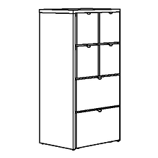 ВИСТХУС Комод с 6 ящиками, серый, белый, 63x126 см, фото 3