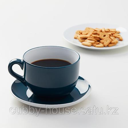 НОРДБИ Чашка чайная с блюдцем, темная бирюза, 73 сл, фото 2