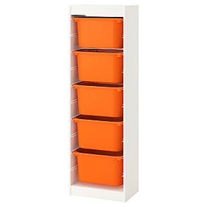 ТРУФАСТ Комбинация д/хранения+контейнеры, белый, оранжевый, 46x30x145 см, фото 2