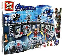 Конструктор аналог лего Lego 76125 Lepin 07121 Лаборатория Железного человека. Серия Super Heroes 608 дет