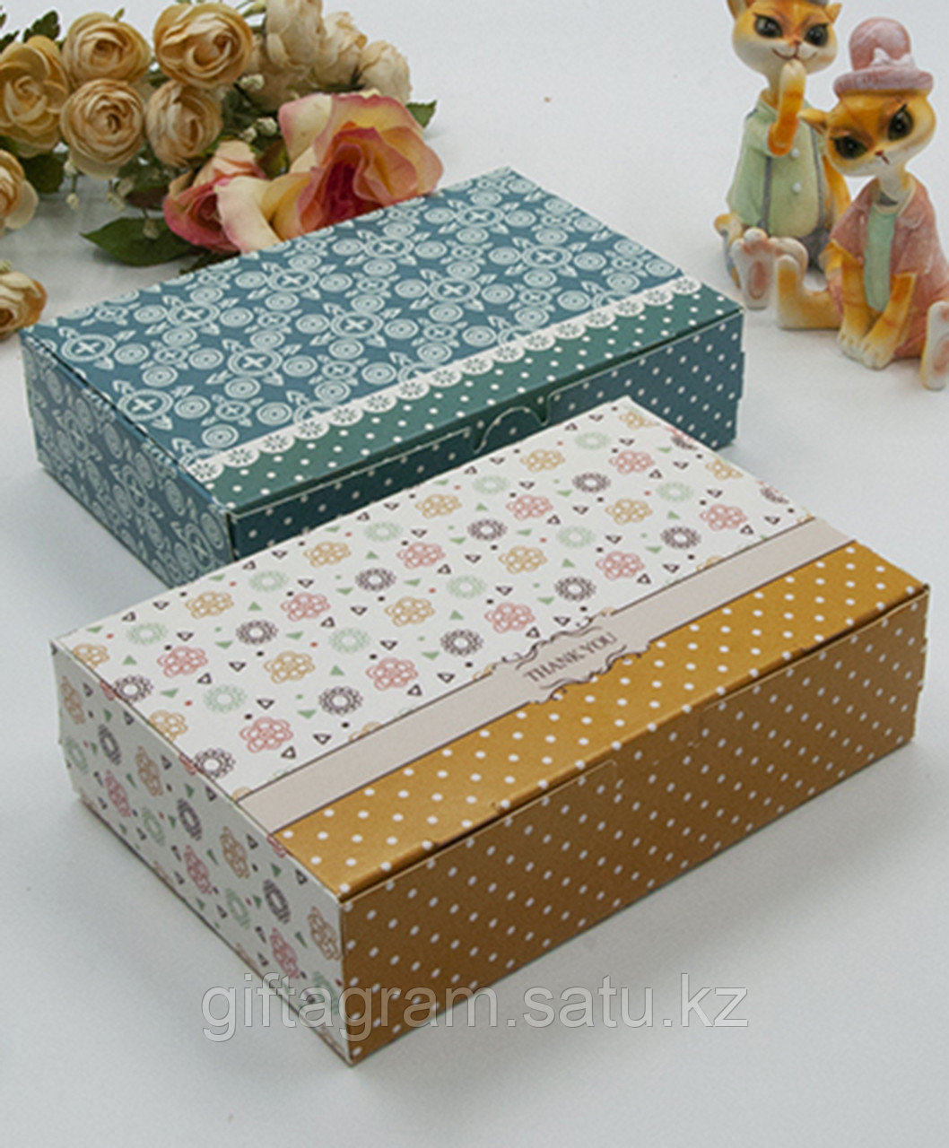 Подарочные коробки "Pattern", горчичный и бирюзовый цвета - фото 1 - id-p79707480