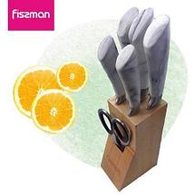 Набор кухонных ножей на деревяной подставке из 7 предметов Fissman (Черная классика), фото 2