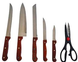 Набор кухонных ножей на деревяной подставке из 7 предметов Fissman (Черная классика), фото 3