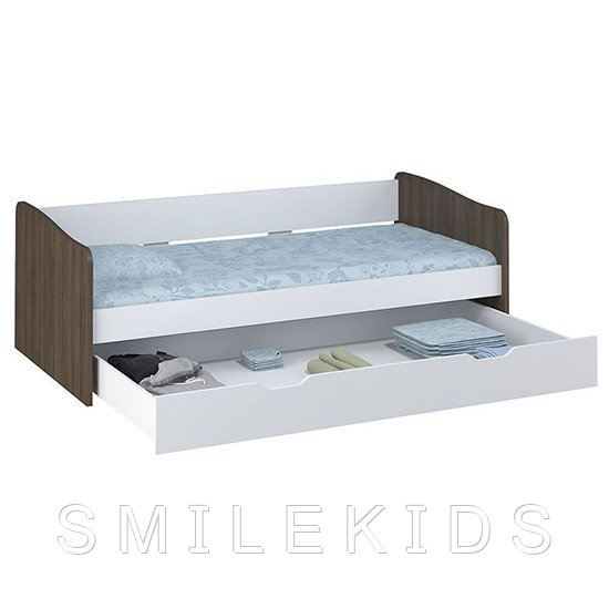 Кровать детская выдвижная Polini kids Simple 4210, белый-трюфель
