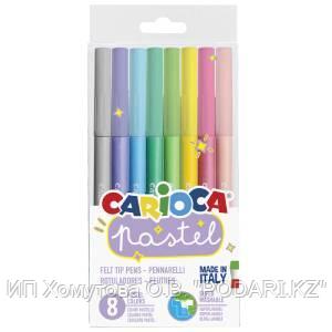 Фломастеры Carioca "Pastel", 08цв., смываемые, ПВХ, европодвес Carioca