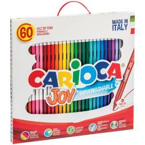 Фломастеры Carioca "Joy", 60шт., 30цв., смываемые, картон, пластиковая ручка  Carioca
