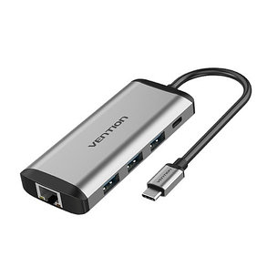 Адаптер Vention 9in1 Type-c To HDMI/USB3.0×3/TF/SD/RJ45/3.5mm/PD, фото 4
