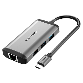 Адаптер Vention 6in1  Type-c To USB3.0×3/HDMI/RJ45/PD, фото 2