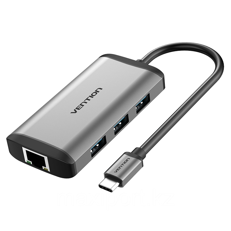 Адаптер Vention 6in1 Type-c To USB3.0×3/HDMI/RJ45/PD - фото 3 - id-p79725625