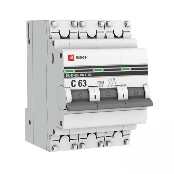 Автоматический выключатель 3P 1А (D) 4,5kA ВА 47-63 EKF PROxima