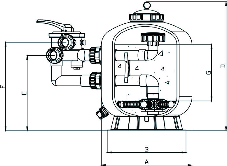 Фильтр для бассейна Aqualine SP450 (7,8m3/h, 449mm, 45kg, бок) - фото 3 - id-p73530861