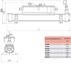 Электронагреватель Elecro Flow Line 839В (Incoloy, 9 кВт, 400B), фото 2