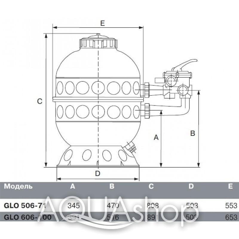 Песочный фильтр Kripsol GRANADA GLO606 (600мм. 14.5м3/ч) (боковое подсоединение) - фото 2 - id-p73531483