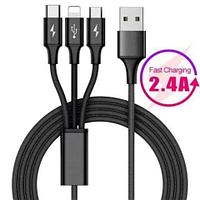 USB-кабель универсальный 3-в-1 {Lightning + microUSB + Type-C} SKY DOLPHIN 2.4A S63E