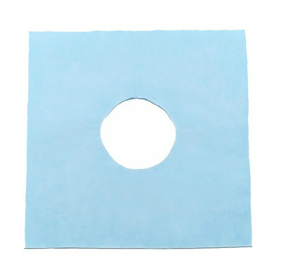 Салфетки на кушетку с отверстием голубые, 40*40, 50шт/уп.